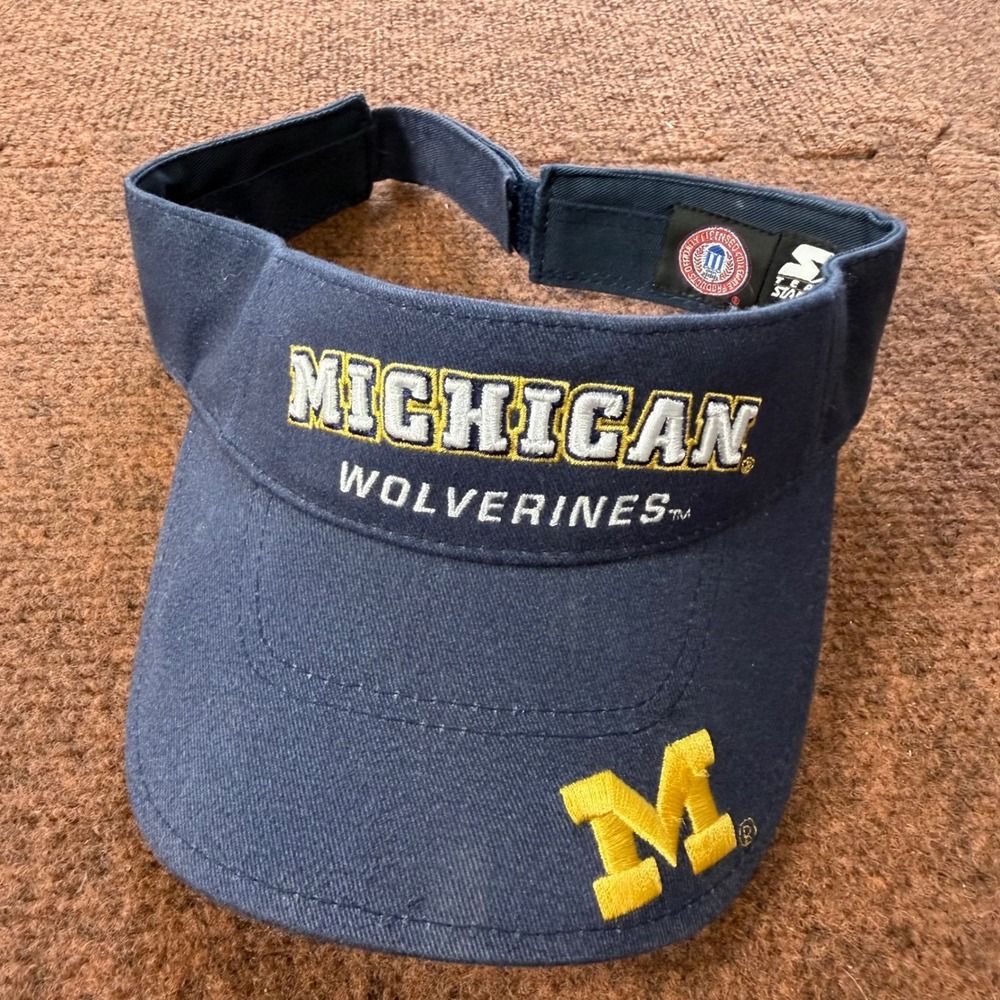 Starter Michigan Wolverines Visor Navy Blue Adjustable Mens NCAA Hat University